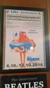 "Finding Dory" advert in the café.