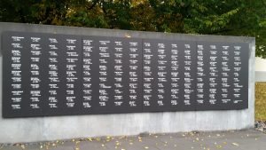 The wall memorializing all the Jews from Oldenburg who were killed